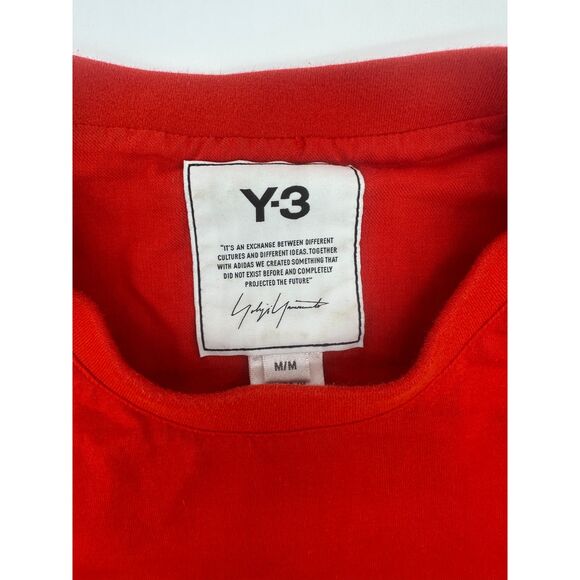 Y3  Logo T-Shirt Chest Logo Crew Neck Sz M Short Sleeves Cotton Yohju Yamamoto - Picture 5 of 6
